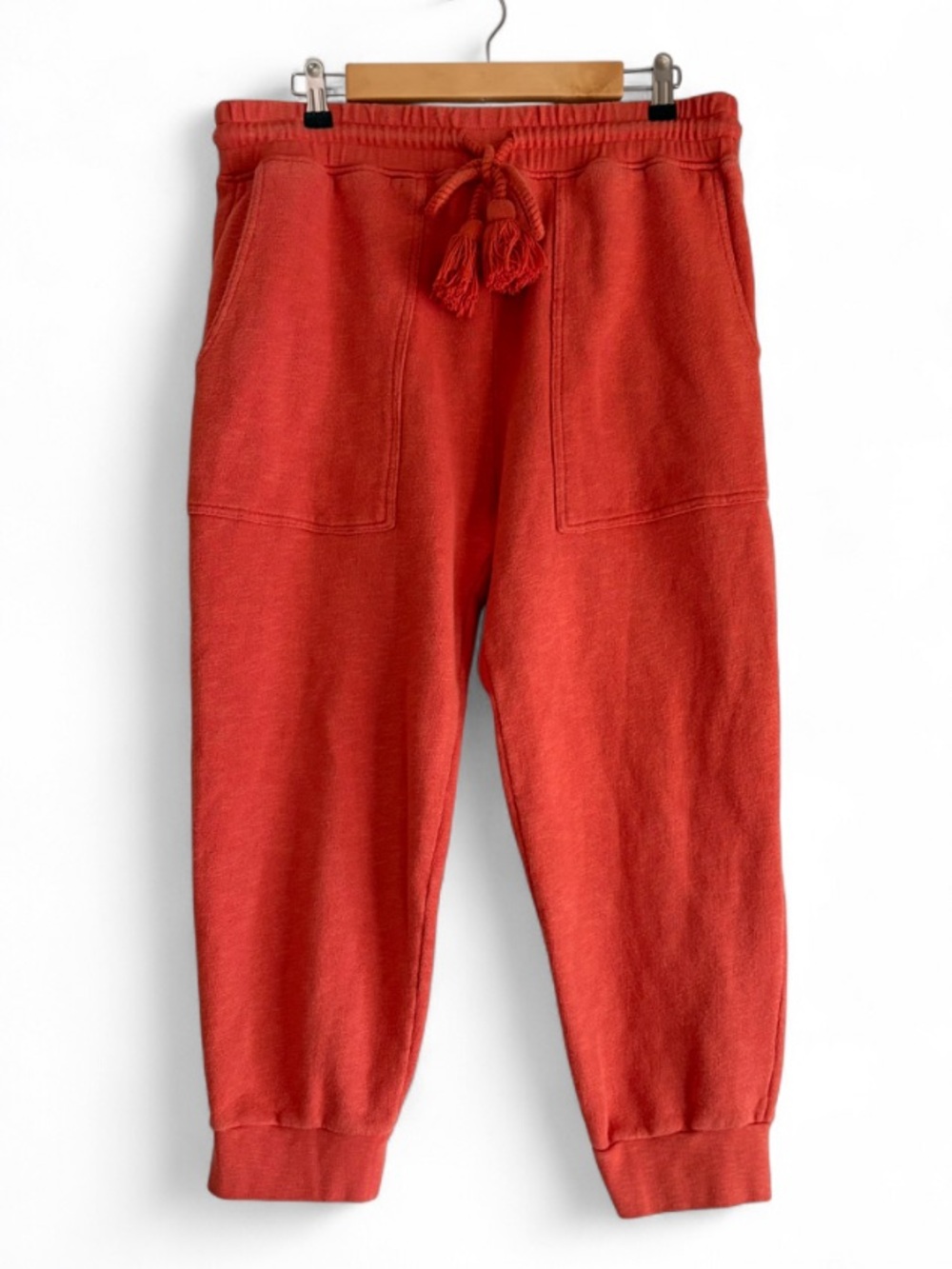 Ulla Johnson 100% Cotton Charley Pants Orange Cropped Joggers Sweatpants Size XL